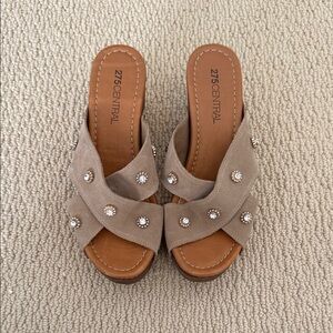275 Central Women's Taupe Embellished Mules